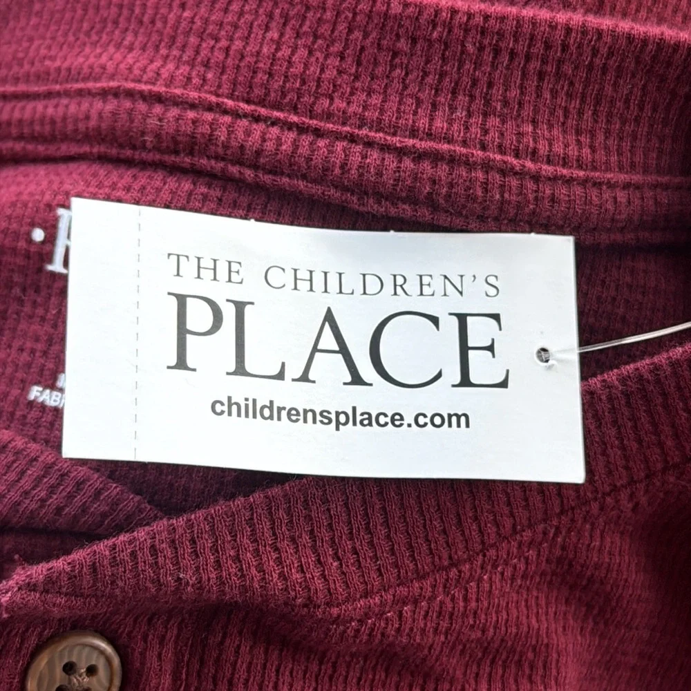 The Children’s Place maroon waffle fabric long sleeve Henley tee size XL